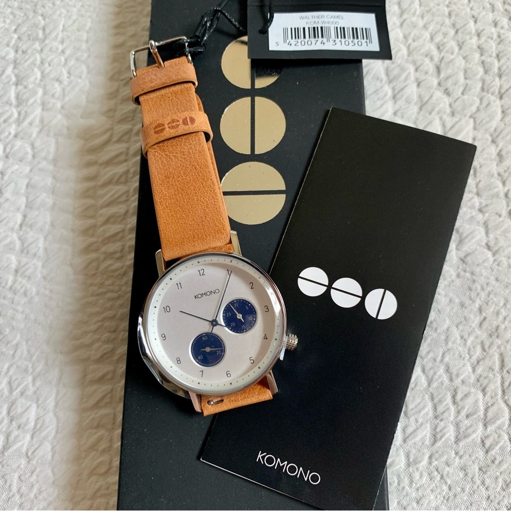 NWT Komono The Walther Camel Unisex Watch Leather Strap - Picture 1 of 9